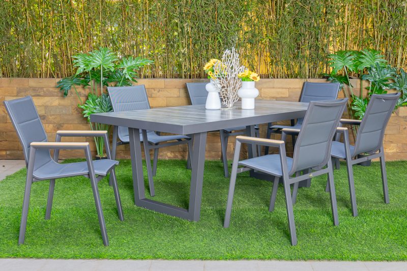 shoreline outdoor dining table + 6 chairs