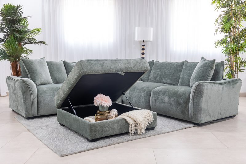 kelton fabric corner sofa + ottoman