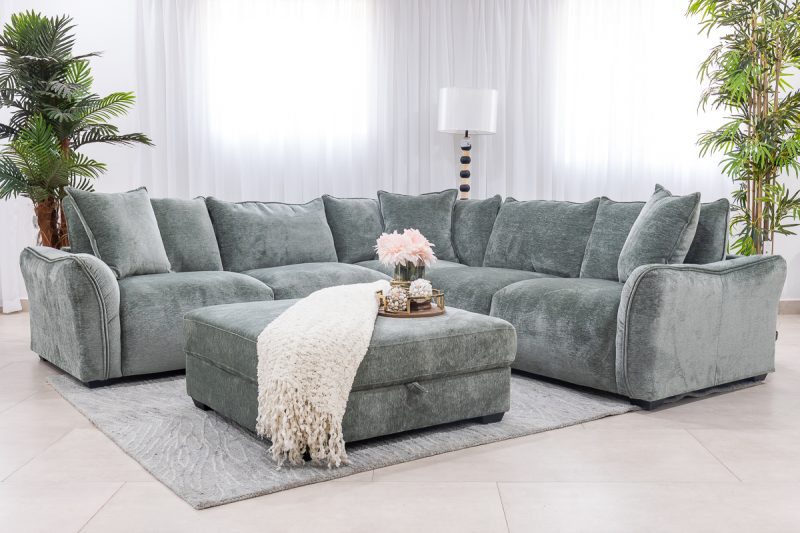 kelton fabric corner sofa + ottoman