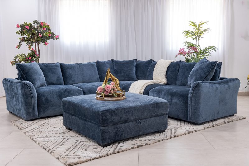 kelton fabric corner sofa + ottoman