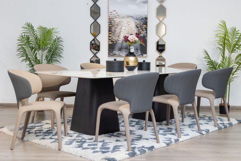 pandora dining table + 8 wingate chairs