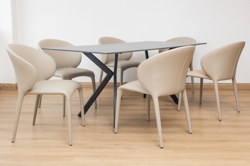 leena dining table + 6 finley chairs