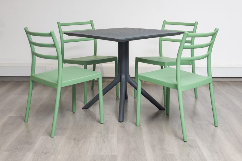 avro outdoor dining table + 4 trent chairs