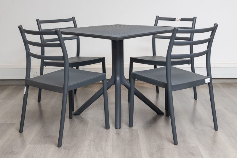 avro outdoor dining table + 4 trent chairs