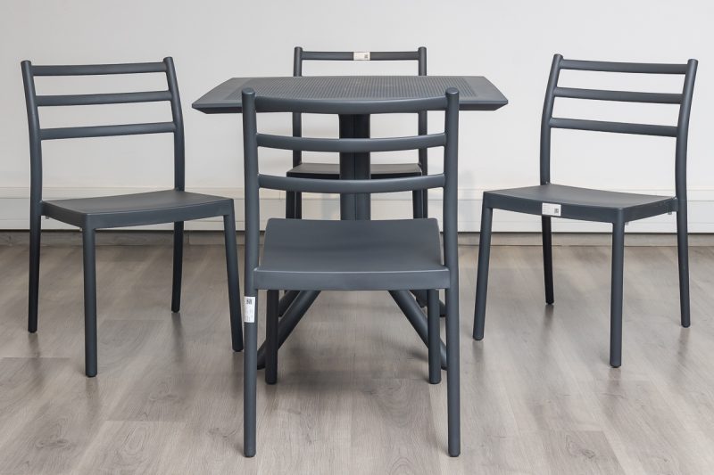 avro outdoor dining table + 4 trent chairs