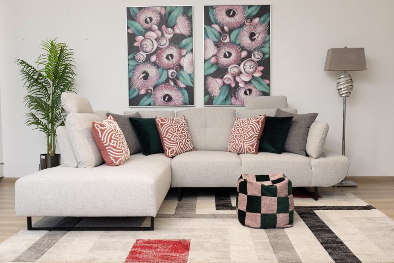 monique sectional fabric sofa