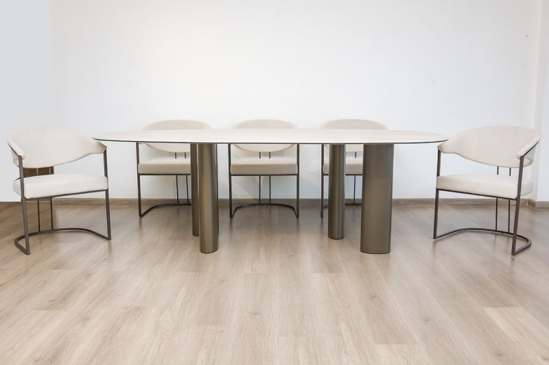 greece 2.3m dining table  + 8 almeira chairs