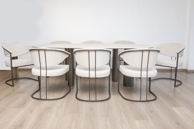 greece 2.3m dining table  + 8 almeira chairs