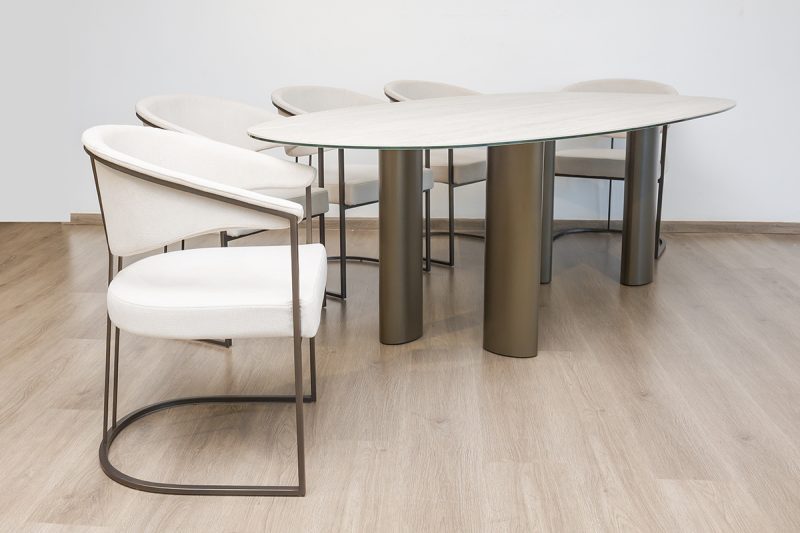 greece 2.3m dining table  + 8 almeira chairs