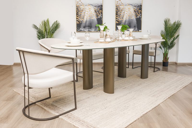 greece 2.3m dining table  + 8 almeira chairs
