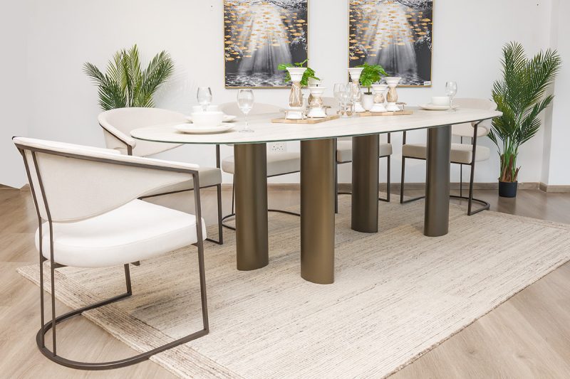 greece 2.3m dining table  + 8 almeira chairs