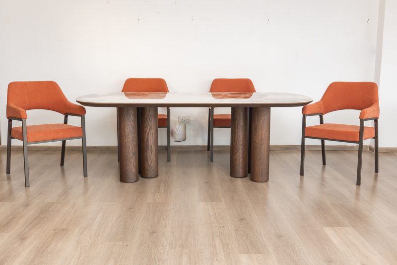 enzo 2.1m dining table  + 6 morgan chairs
