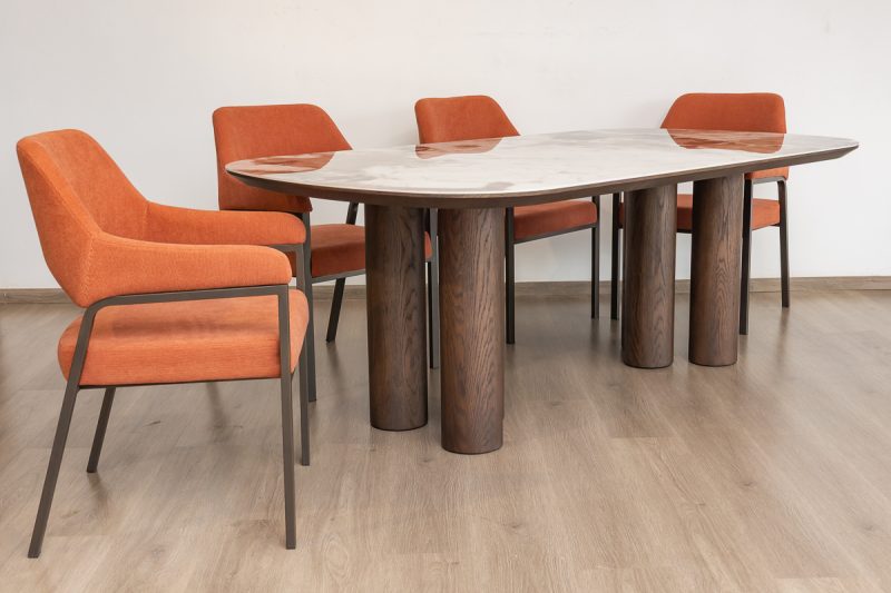 enzo 2.1m dining table  + 6 morgan chairs