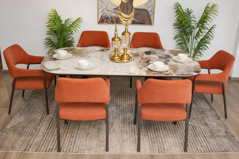 enzo 2.1m dining table  + 6 morgan chairs