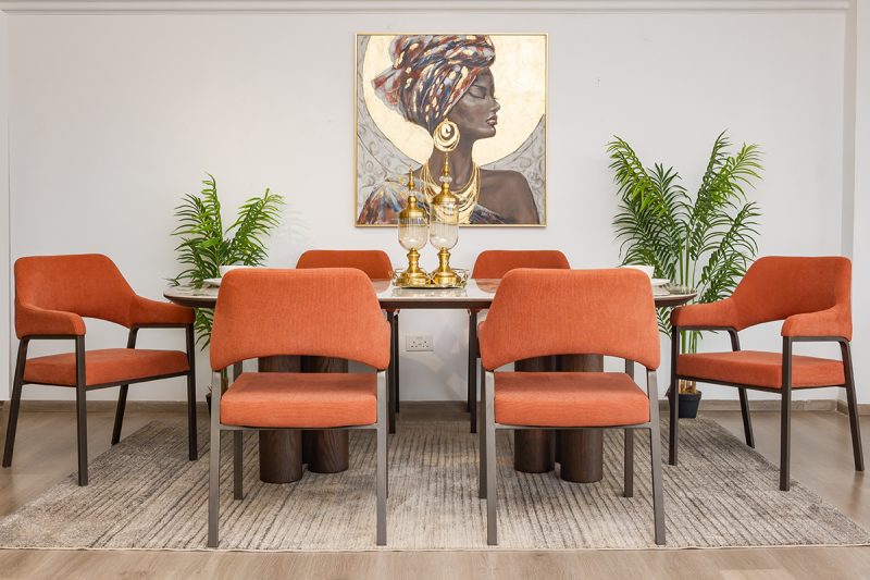 enzo 2.1m dining table  + 6 morgan chairs