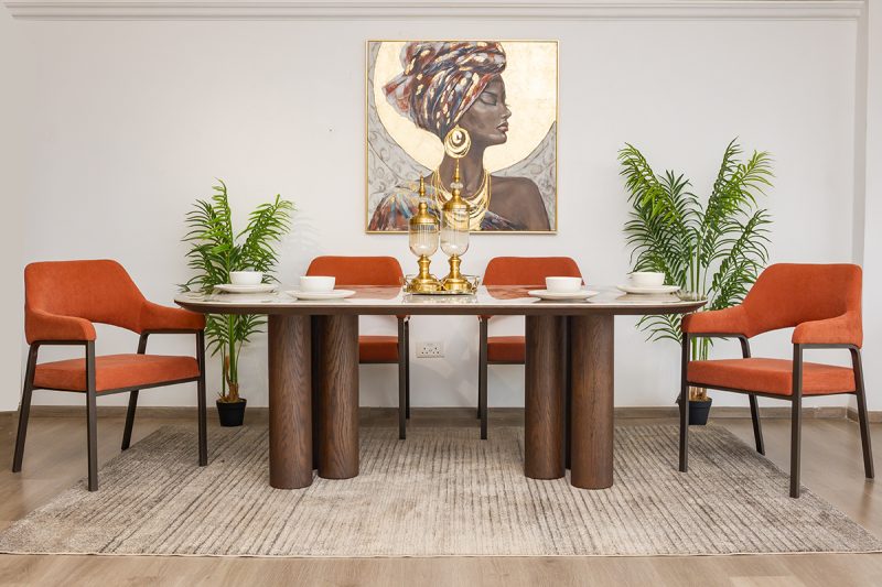 enzo 2.1m dining table  + 6 morgan chairs