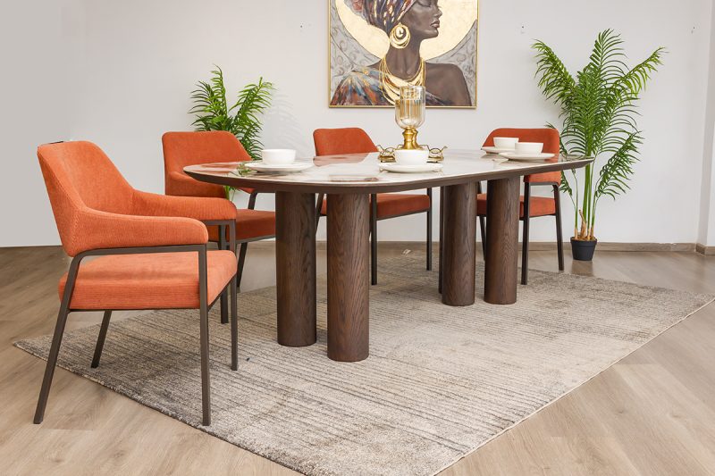 enzo 2.1m dining table  + 6 morgan chairs