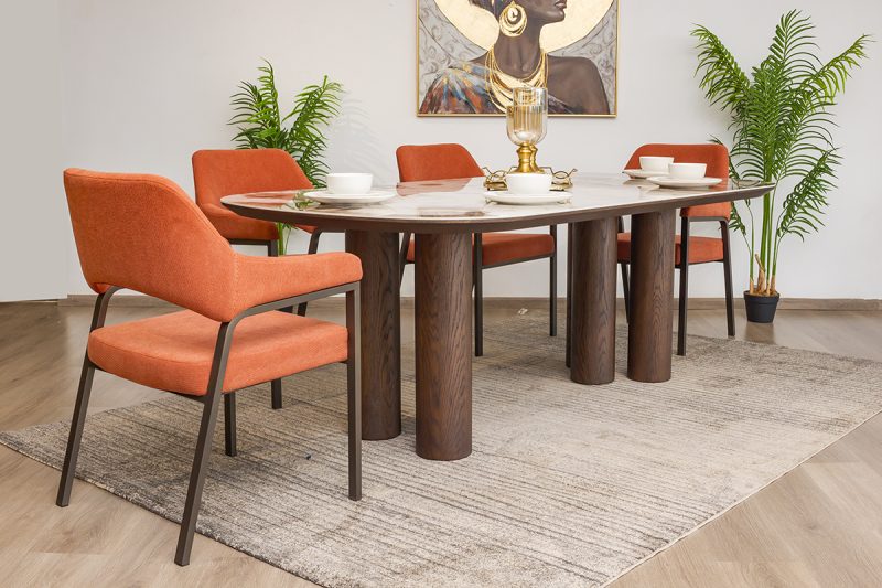 enzo 2.1m dining table  + 6 morgan chairs