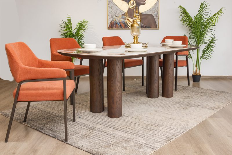 enzo 2.1m dining table  + 6 morgan chairs