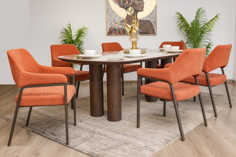 enzo 2.1m dining table  + 6 morgan chairs
