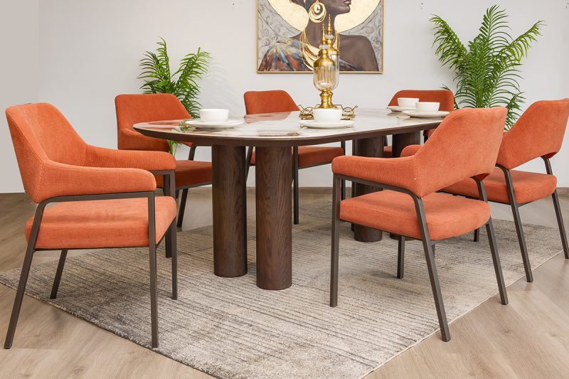 enzo 2.1m dining table  + 6 morgan chairs