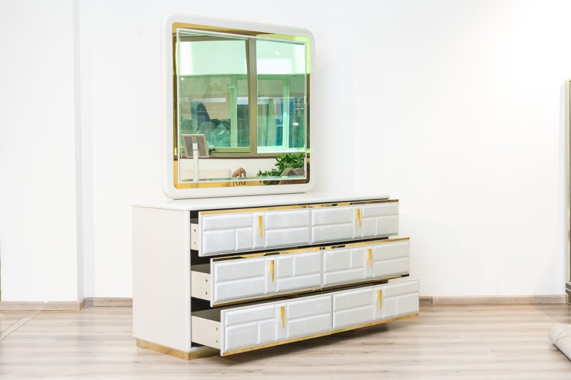 fez king package - king bed + 2 nightstands + dresser mirror