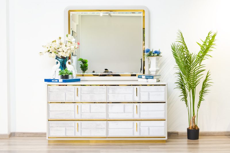 fez king package - king bed + 2 nightstands + dresser mirror