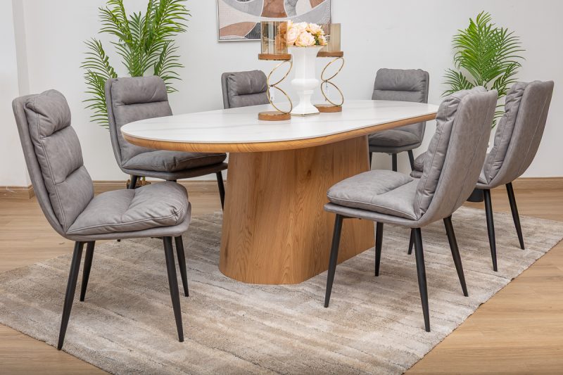 santos dining table + 6 mimo chairs