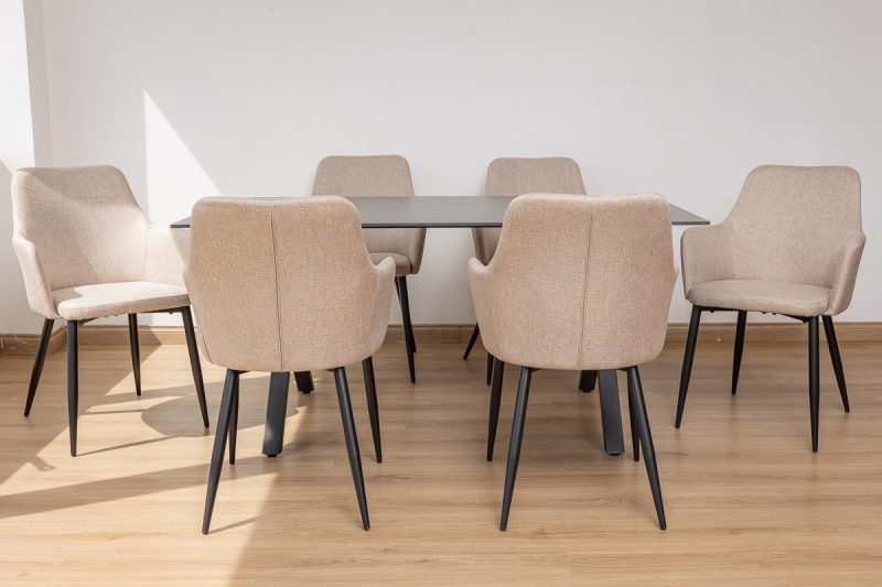 rina dining table + 6 rum chairs