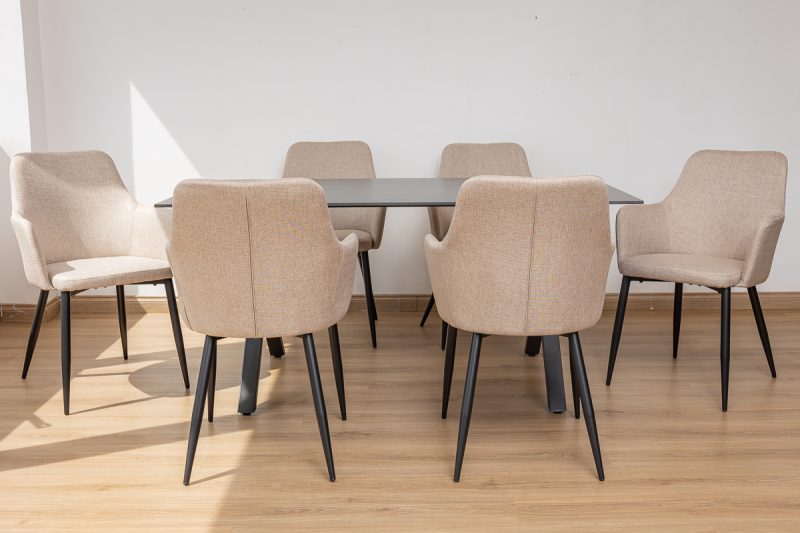 rina dining table + 6 rum chairs