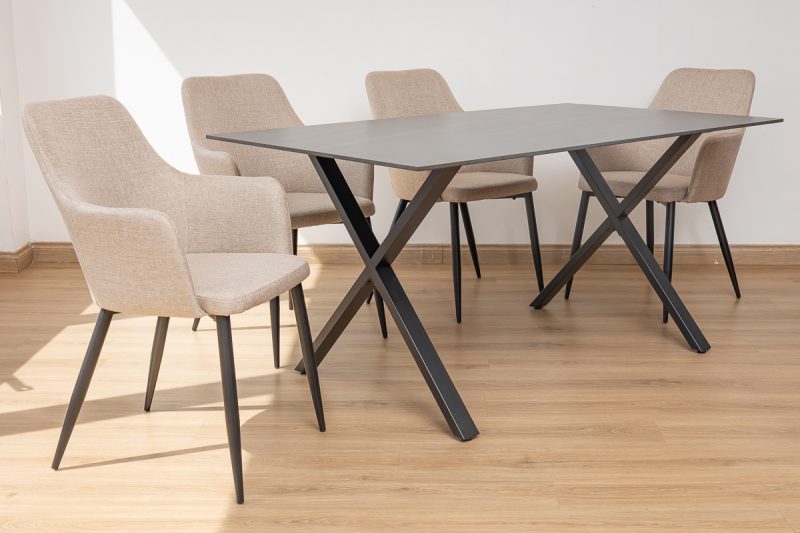 rina dining table + 6 rum chairs