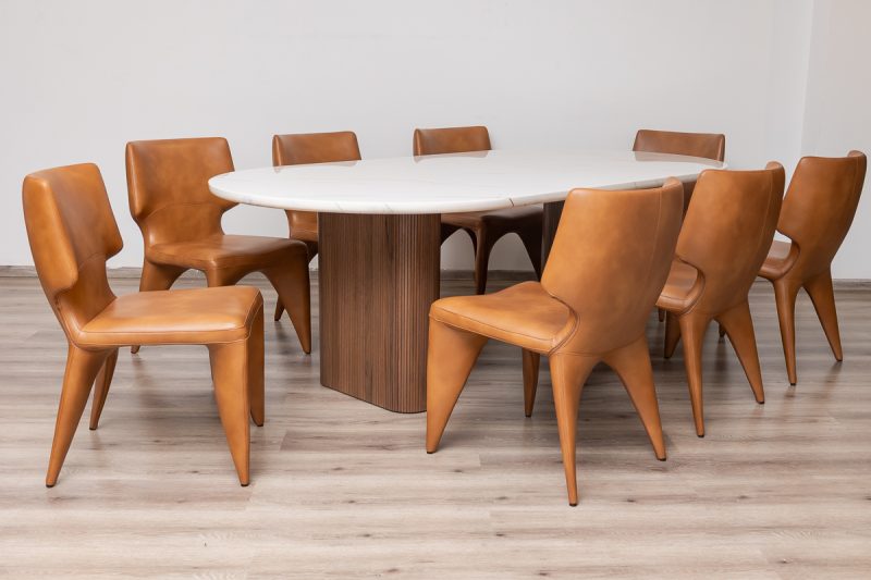 lugano dining table 2.4m + 8 jack chairs