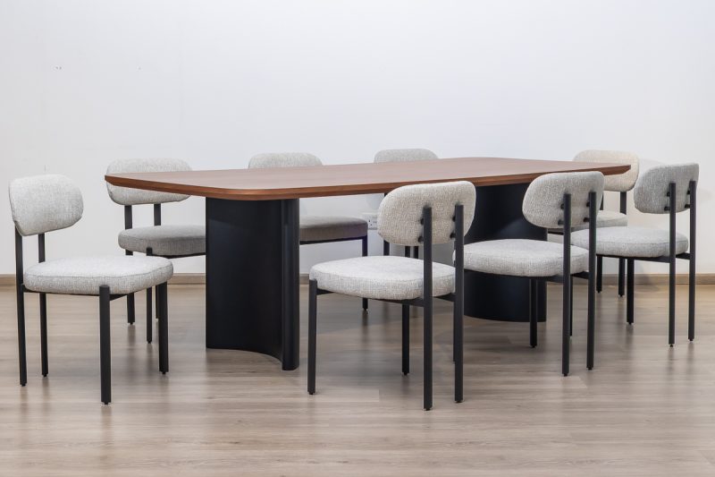 dianne dining table + 8 plum chairs