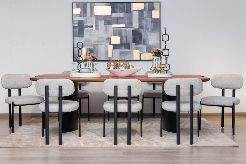 dianne dining table + 8 plum chairs