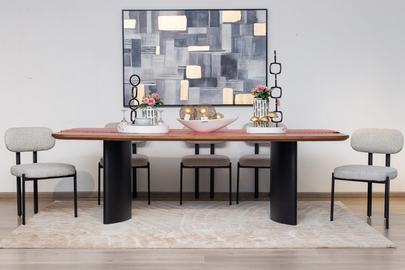dianne dining table + 8 plum chairs