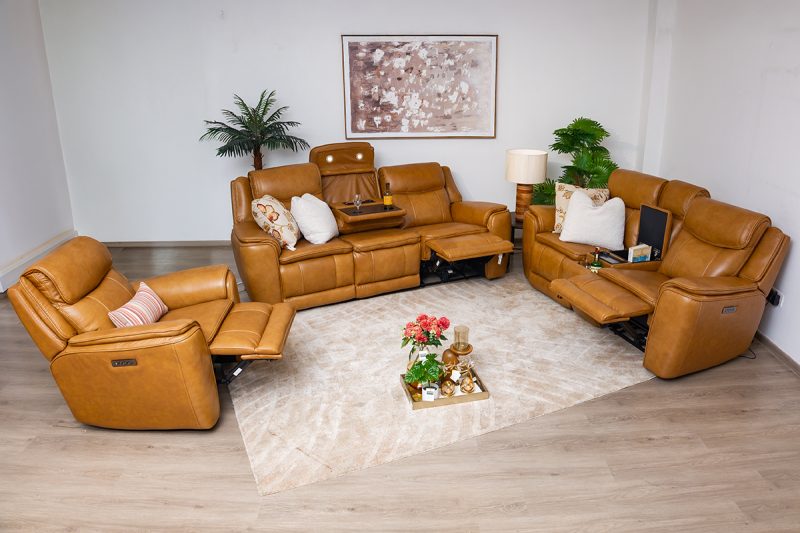 lancaster 7 seater leather recliner (3+2+1+1)