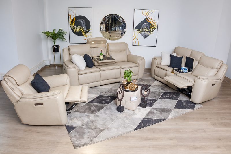 lancaster 7 seater leather recliner (3+2+1+1)