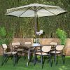 naivasha outdoor dining table + 6 crossby chairs + umbrella