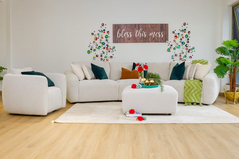 cisco fabric corner sofa + 1 accent chair + ottoman