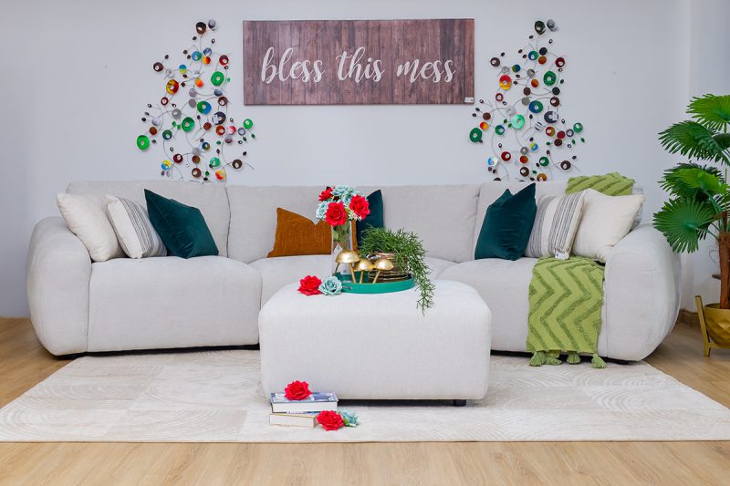 cisco fabric corner sofa + ottoman