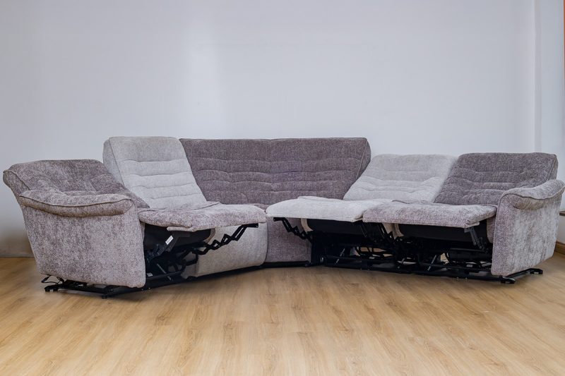 piero fabric sectional recliner sofa + ottoman