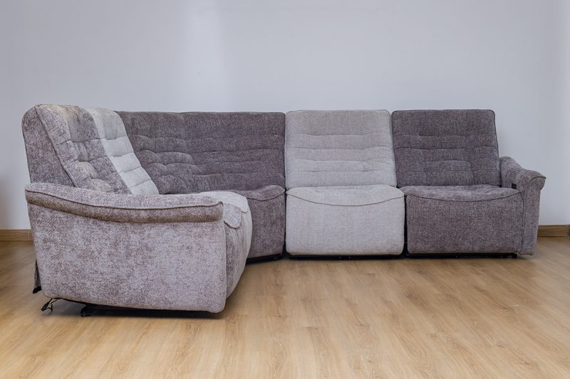 piero fabric sectional recliner sofa + ottoman