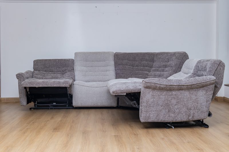 piero fabric sectional recliner sofa + ottoman