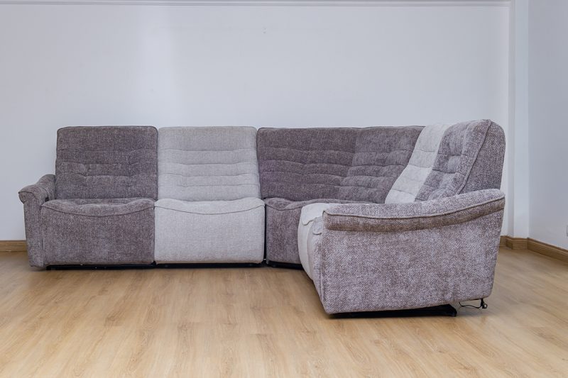 piero fabric sectional recliner sofa + ottoman