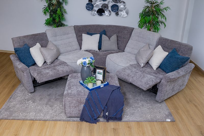piero fabric sectional recliner sofa + ottoman