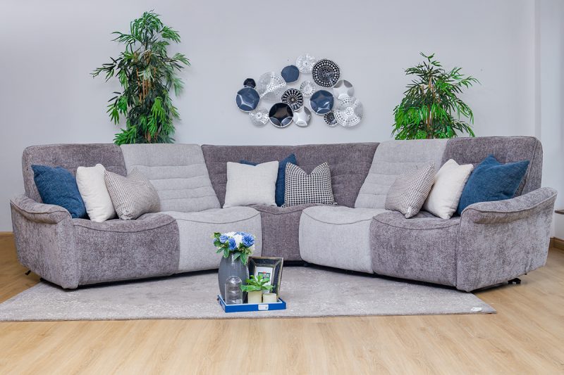 piero fabric sectional recliner sofa + ottoman