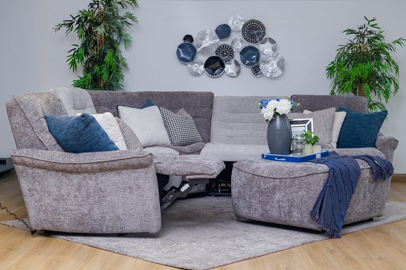 piero fabric sectional recliner sofa + ottoman
