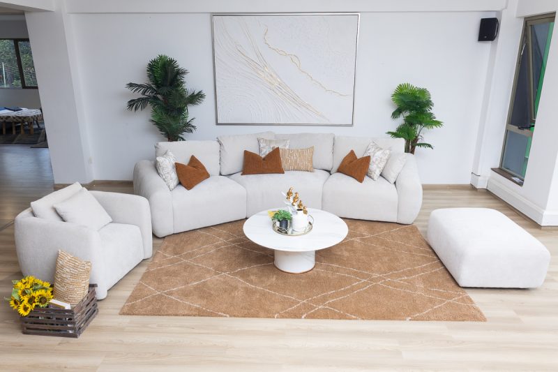 cisco fabric corner sofa + 1 accent chair + ottoman