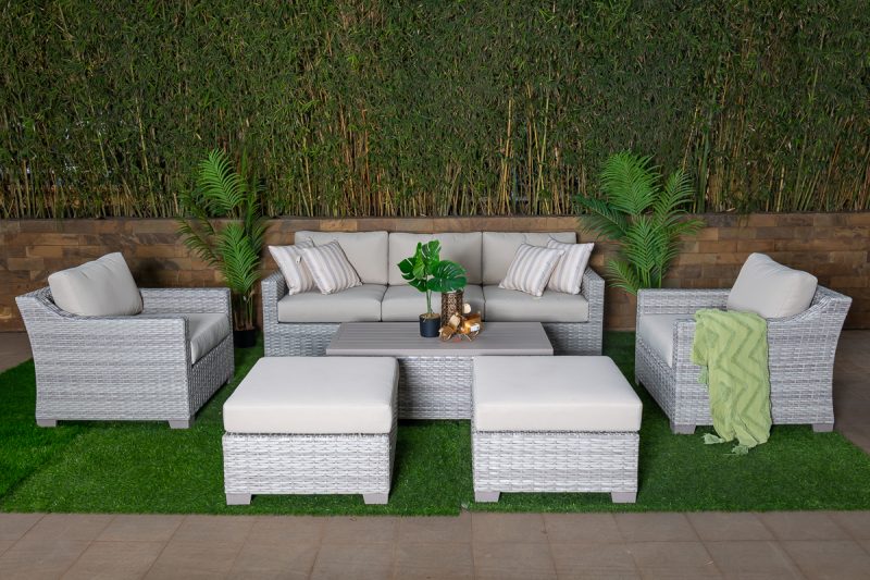 cabana 5 seater outdoor sofa (3+1+1)+ coffee table + ottoman