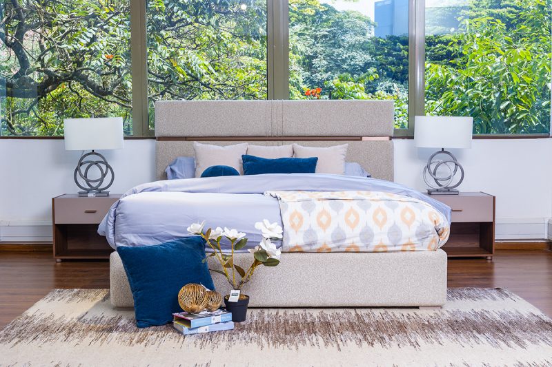 ophelia king package - king bed + 2 nightstands + dresser mirror + chest of drawers